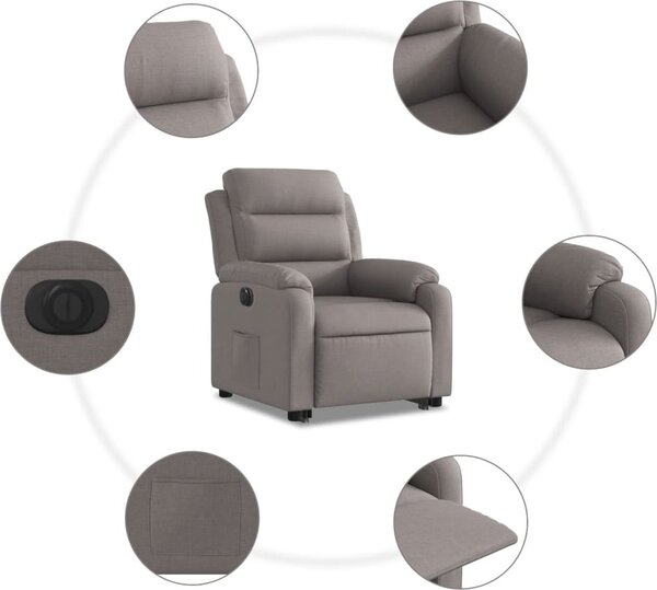 VidaXL Elektrické zvedací polohovací křeslo textil [3205012] Barva: Tmavě šedá