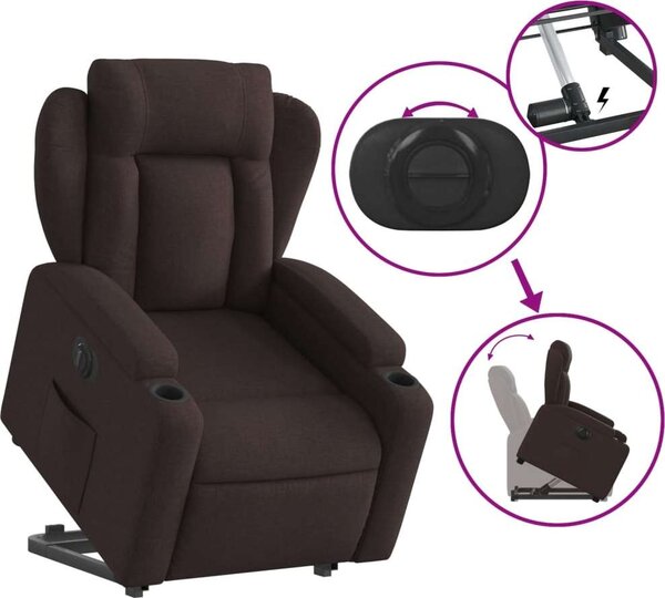 VidaXL Elektrické zvedací polohovací křeslo textil [3204511] Barva: Tmavě zelená