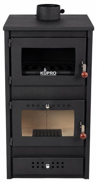 KUPRO F Steel Top krbová kamna s troubou a ocelovou varnou plotnou, 7,9 kW, A+, Äerná
