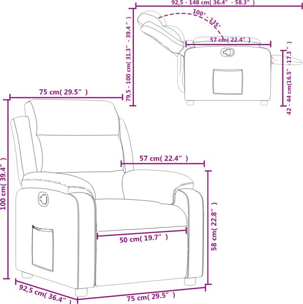 VidaXL Polohovací křeslo textil [373471] Barva: Tmavě zelená