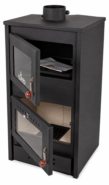 KUPRO F Steel Top krbová kamna s troubou a ocelovou varnou plotnou, 7,9 kW, A+, Äerná
