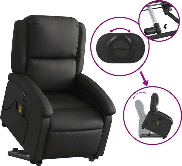 VidaXL Elektrické zvedací masážní polohovací křeslo pravá kůže [3204274] Barva: tmavě hnědá