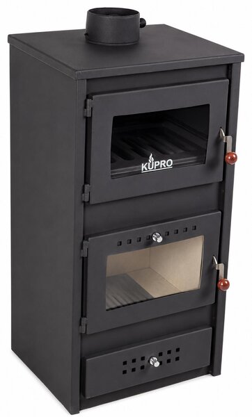 KUPRO F Steel Top krbová kamna s troubou a ocelovou varnou plotnou, 7,9 kW, A+, Äerná