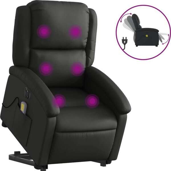 VidaXL Elektrické zvedací masážní polohovací křeslo pravá kůže [3204274] Barva: tmavě hnědá