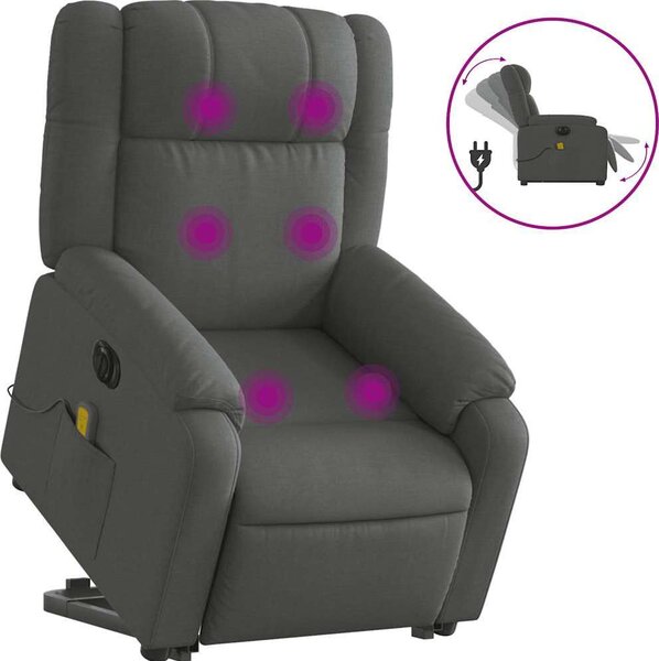 VidaXL Elektrické zvedací masážní polohovací křeslo textil [3205239] Barva: taupe