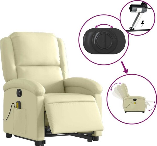 VidaXL Elektrické zvedací masážní polohovací křeslo pravá kůže [3204274] Barva: tmavě hnědá