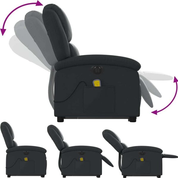 VidaXL Elektrické zvedací masážní polohovací křeslo pravá kůže [3204274] Barva: tmavě hnědá