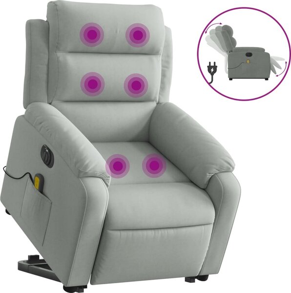 VidaXL Elektrické zvedací masážní polohovací křeslo samet [3205125] Barva: krémová