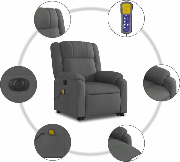 VidaXL Elektrické zvedací masážní polohovací křeslo textil [3205239] Barva: taupe