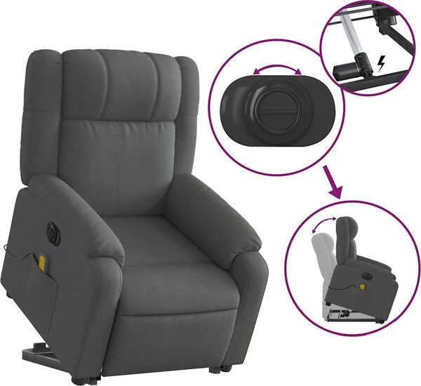 VidaXL Elektrické zvedací masážní polohovací křeslo textil [3205239] Barva: taupe