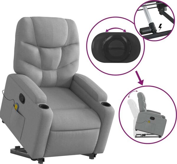 VidaXL Zvedací masážní polohovací křeslo textil [3204608] Barva: Hnědá