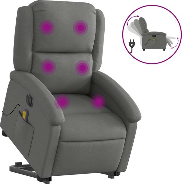 VidaXL Elektrické zvedací masážní polohovací křeslo textil [3204208] Barva: tmavě hnědá