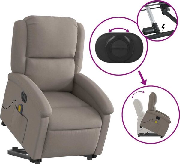 VidaXL Elektrické zvedací masážní polohovací křeslo textil [3204208] Barva: tmavě hnědá