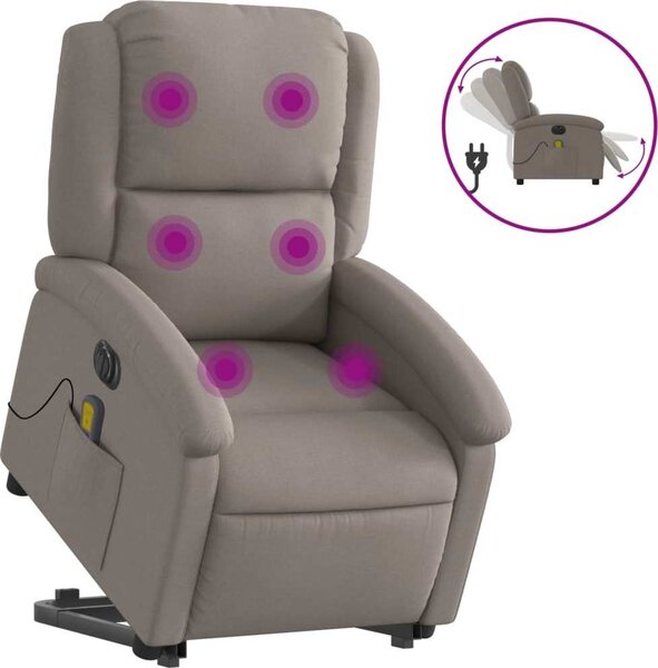 VidaXL Elektrické zvedací masážní polohovací křeslo textil [3204208] Barva: tmavě hnědá
