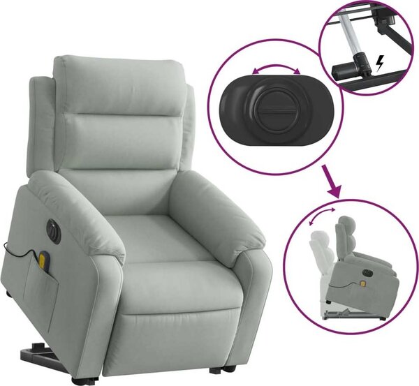 VidaXL Elektrické zvedací masážní polohovací křeslo samet [3205125] Barva: krémová