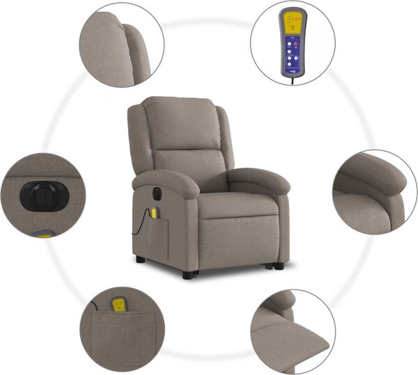 VidaXL Elektrické zvedací masážní polohovací křeslo textil [3204208] Barva: tmavě hnědá