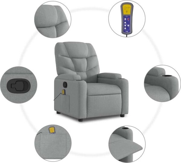 VidaXL Zvedací masážní polohovací křeslo textil [3204608] Barva: Hnědá
