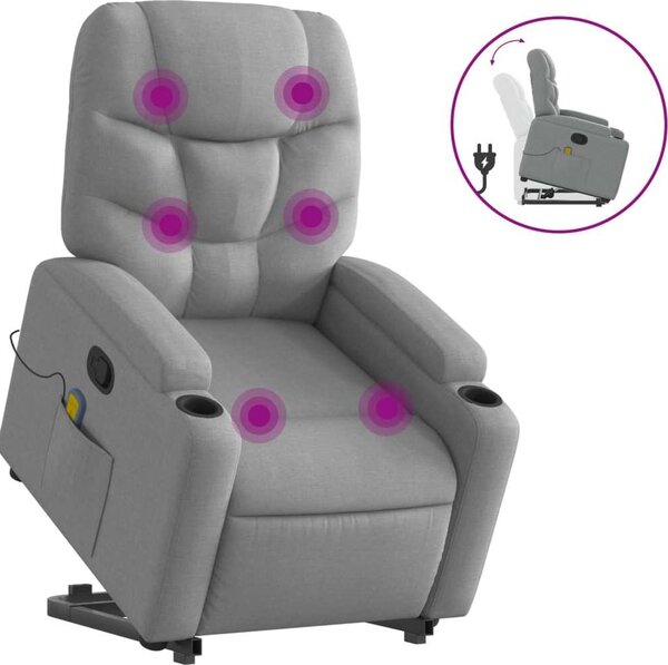 VidaXL Zvedací masážní polohovací křeslo textil [3204608] Barva: Hnědá