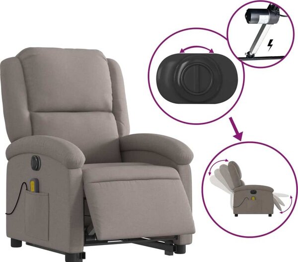 VidaXL Elektrické zvedací masážní polohovací křeslo textil [3204208] Barva: tmavě hnědá