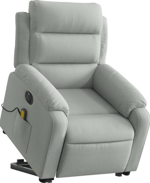 VidaXL Elektrické zvedací masážní polohovací křeslo samet [3205125] Barva: krémová