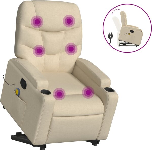 VidaXL Zvedací masážní polohovací křeslo textil [3204608] Barva: Hnědá