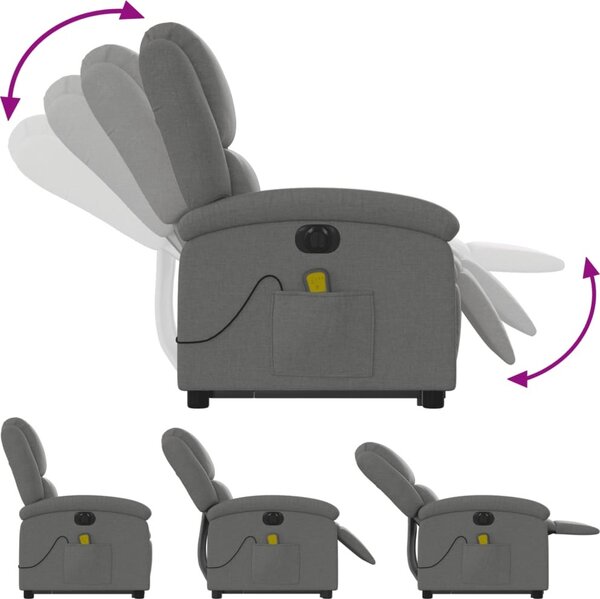 VidaXL Elektrické zvedací masážní polohovací křeslo textil [3204208] Barva: tmavě hnědá