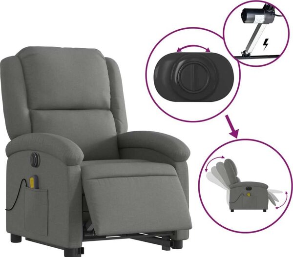 VidaXL Elektrické zvedací masážní polohovací křeslo textil [3204208] Barva: tmavě hnědá