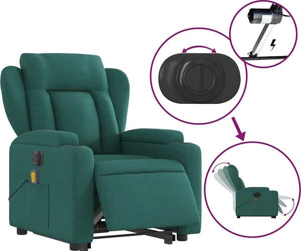 VidaXL Elektrické zvedací masážní polohovací křeslo textil [3204524] Barva: Hnědá
