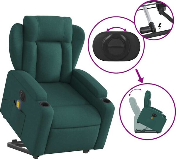 VidaXL Elektrické zvedací masážní polohovací křeslo textil [3204524] Barva: Hnědá