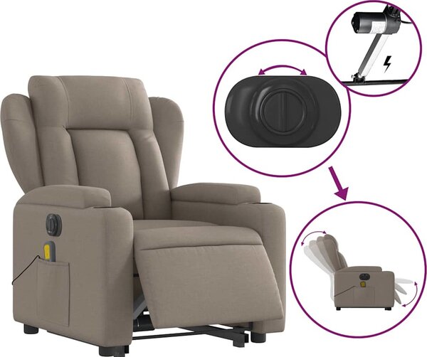 VidaXL Elektrické zvedací masážní polohovací křeslo textil [3204524] Barva: Hnědá