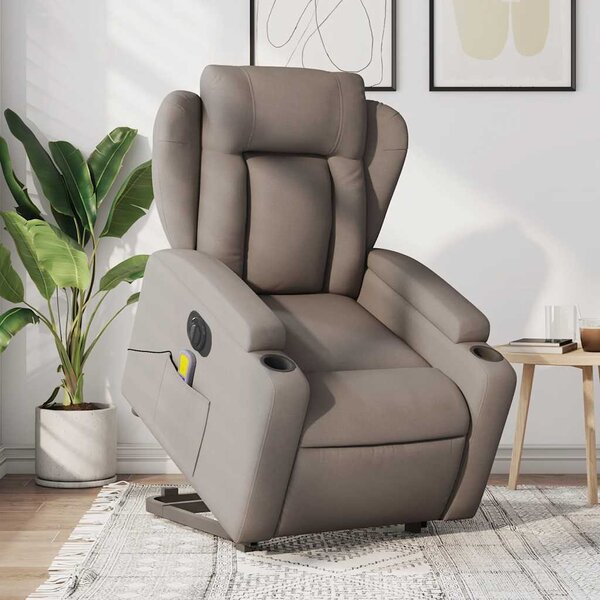 VidaXL Elektrické zvedací masážní polohovací křeslo textil [3204524] Barva: Hnědá