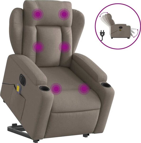 VidaXL Elektrické zvedací masážní polohovací křeslo textil [3204524] Barva: Hnědá