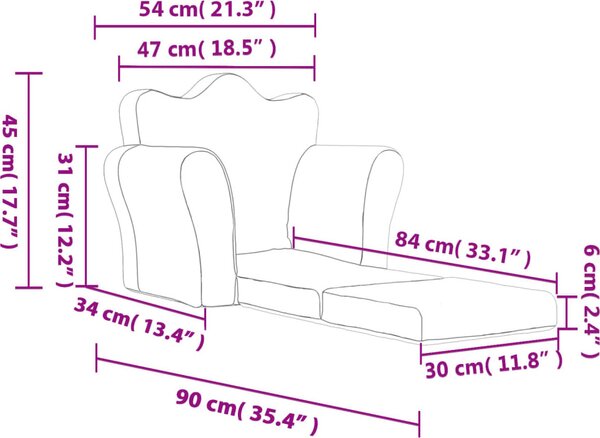 VidaXL Dětské rozkládací pohovka měkký plyš [357054] Barva: Modrá