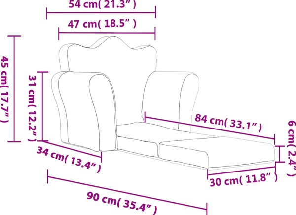 VidaXL Dětské rozkládací pohovka měkký plyš [357054] Barva: Modrá