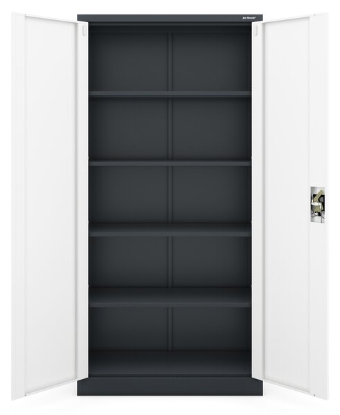 Kancelářská skříň na dokumenty se 4 policemi, antracitovo-bílá, 900x1850x400 mm: JAN