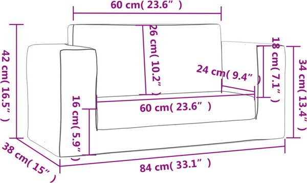 VidaXL Dětská rozkládací pohovka 2místná měkký plyš [357035] Barva: světle šedá