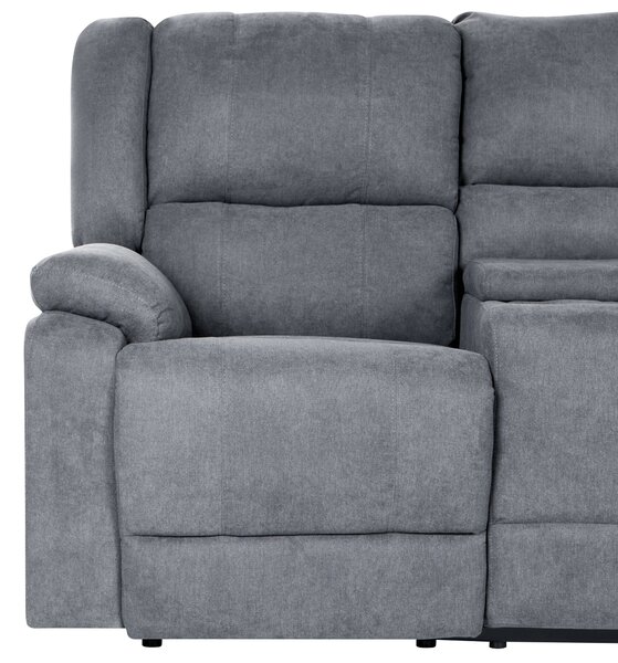 Ručně polohovatelná rohová pohovka 5místná ROKKE Tkanina Šedá Levá