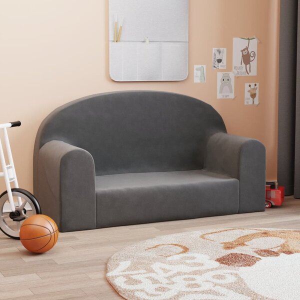 VidaXL Dětská pohovka 2místná měkký plyš [357011] Barva: antracitová