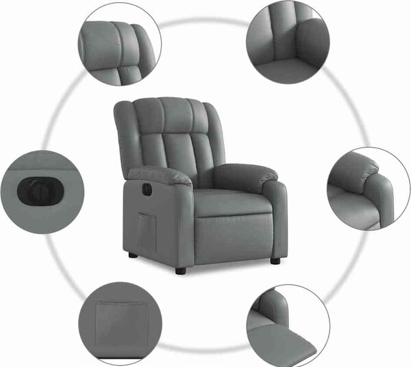 VidaXL Elektrické zvedací polohovací křeslo umělá kůže [3205281] Barva: Šedá