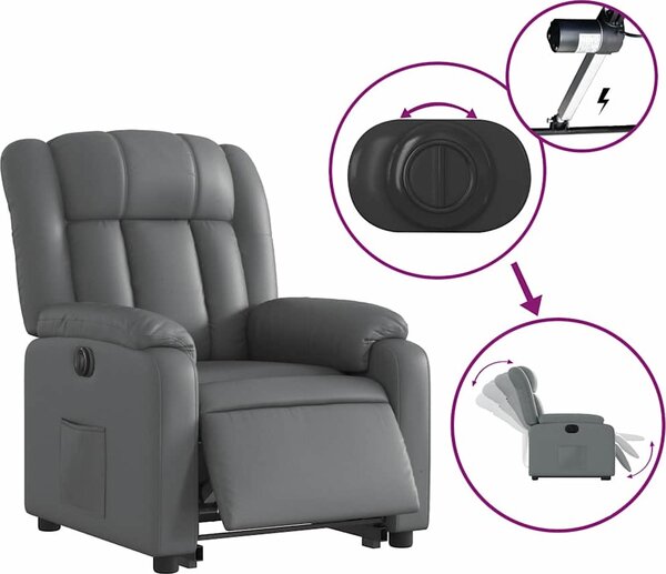 VidaXL Elektrické zvedací polohovací křeslo umělá kůže [3205281] Barva: Šedá