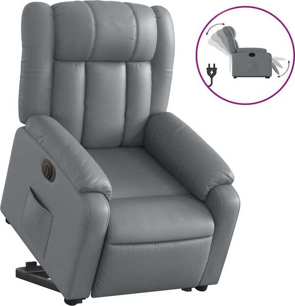 VidaXL Elektrické zvedací polohovací křeslo umělá kůže [3205281] Barva: Šedá
