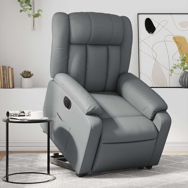 VidaXL Elektrické zvedací polohovací křeslo umělá kůže [3205281] Barva: Šedá