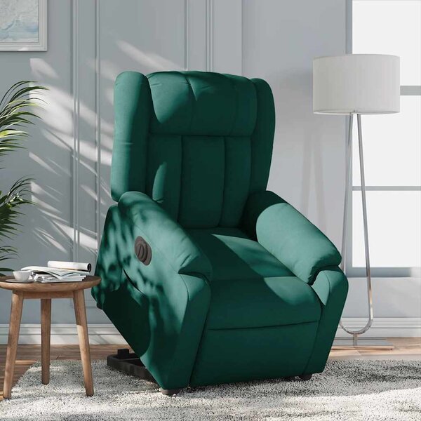 VidaXL Elektrické zvedací polohovací křeslo textil [3205341] Barva: Tmavě zelená
