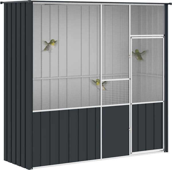VidaXL Ptačí klec 215 x 78 x 200 cm pozinkovaná ocel [172345] Barva: antracitová