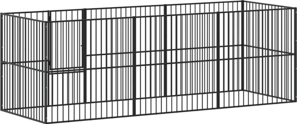 VidaXL Ohrádka pro psy 8 panelů černá pozinkovaná ocel [3209557]
