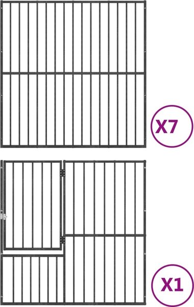 VidaXL Ohrádka pro psy 8 panelů černá pozinkovaná ocel [3209557]