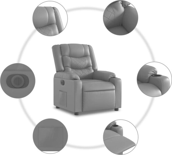 VidaXL Elektrické zvedací polohovací křeslo umělá kůže [3206560] Barva: krémová
