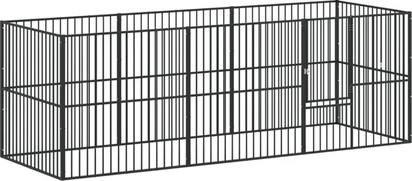VidaXL Ohrádka pro psy 8 panelů černá pozinkovaná ocel [3209557]