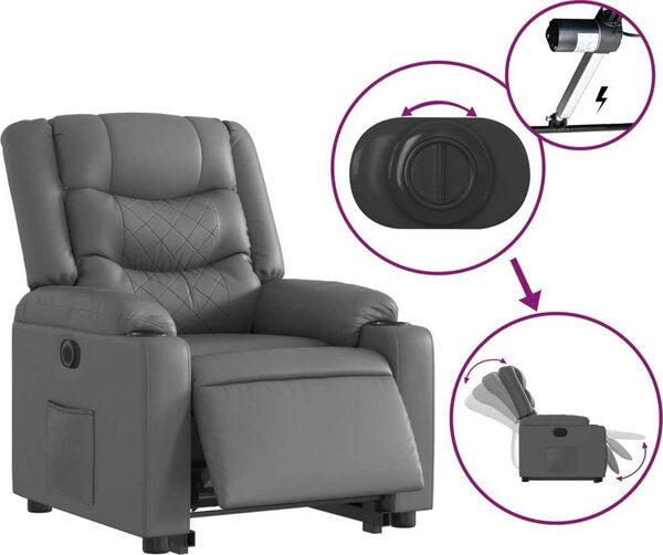 VidaXL Elektrické zvedací polohovací křeslo umělá kůže [3206560] Barva: krémová