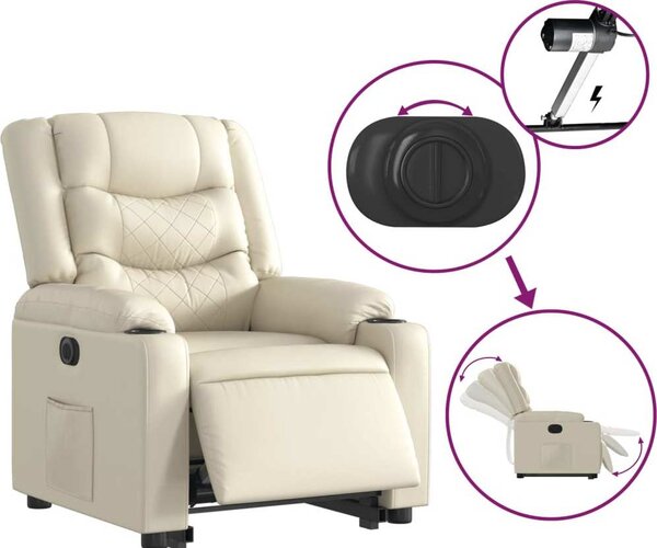 VidaXL Elektrické zvedací polohovací křeslo umělá kůže [3206560] Barva: krémová